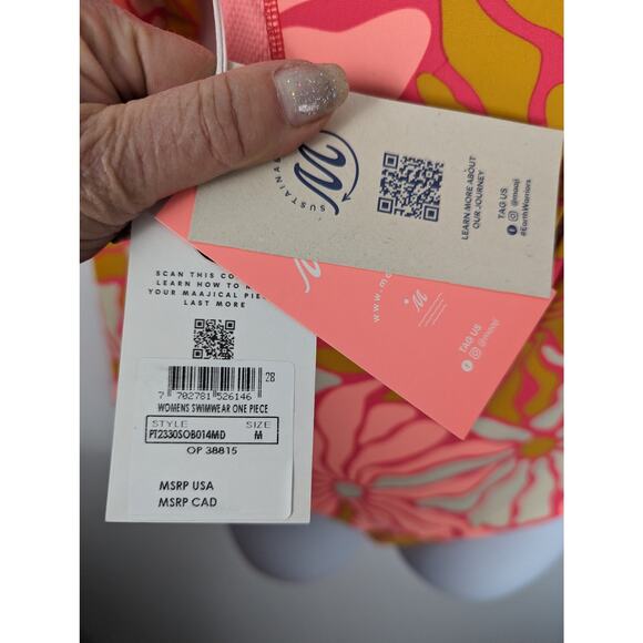 Maaji Dali Flowers Triton Surf Swimsuit 1 Piece Long Sleeve Reversible M New - Picture 8 of 9